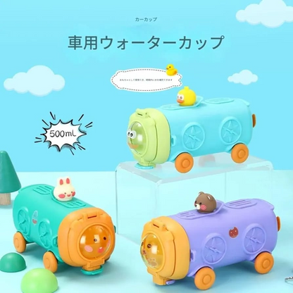 Cute Cartoon Bus Water Bottle 500ml with Strap  Random Colours