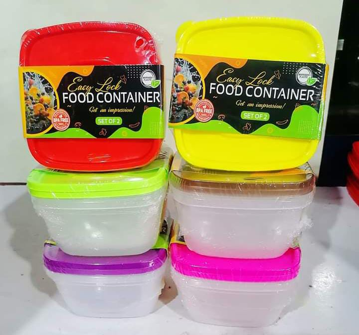 Pack Of 2 - Food Storage Containers Box 1600ml Random Colours