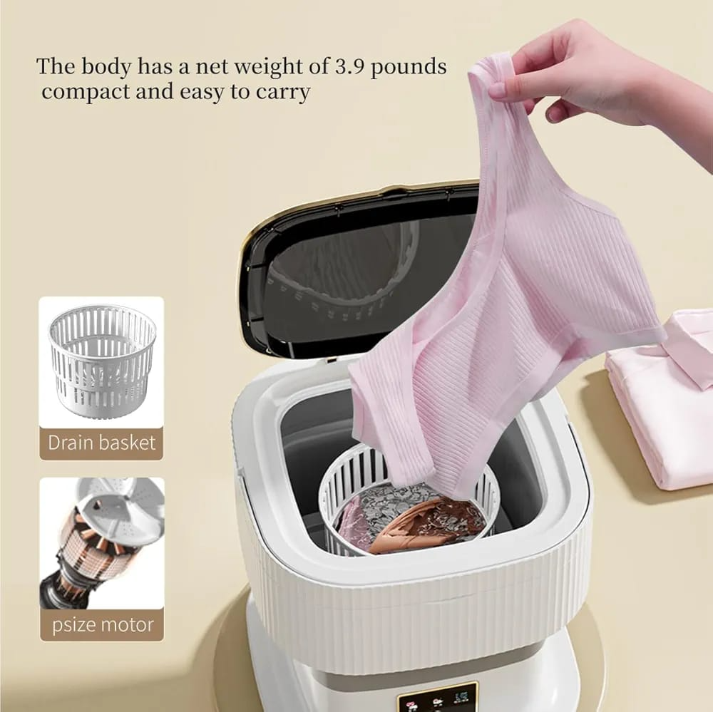 Foldable Mini Washing Machine, 11.5L Portable Top Load Washer, Chrome Finish, Efficient, Residential Use