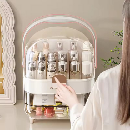 Makeup Storage Organizer with Lid, Waterproof Cosmetics Skincare Organizer for Vanity, Portable Makeup Storage Box for Countertop, Gift.