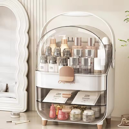 Makeup Storage Organizer with Lid, Waterproof Cosmetics Skincare Organizer for Vanity, Portable Makeup Storage Box for Countertop, Gift.
