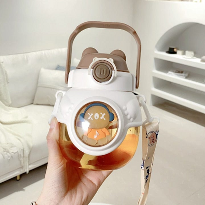 600ml Children's Water Bottle Space Capsule Plastic Large Capacity Straw Cup School Student Kids Cute Cartoon Kawaii For kids.