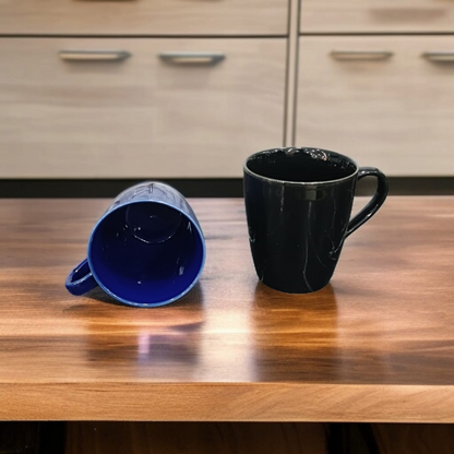 Homefrills Ceramic Hand Crafted Glossy Solid Colour Blue Coffee Mug Combo Suitable for Coffee, Tea, Juice, Cappuccino, etc. (300ml) Set of 6 piece