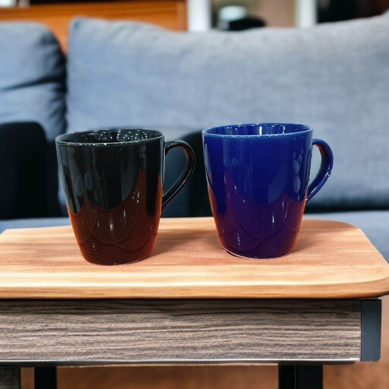 Homefrills Ceramic Hand Crafted Glossy Solid Colour Blue Coffee Mug Combo Suitable for Coffee, Tea, Juice, Cappuccino, etc. (300ml) Set of 6 piece