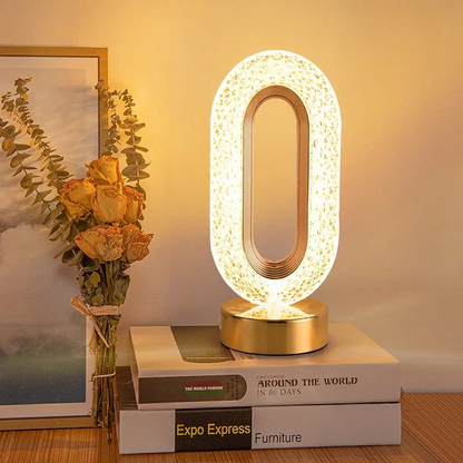Harions Crystal Night Table Lamp Touch Sensor LED Light with 3 Colors, Table Desk Night Study Lamp for Bedroom Oval Crystal Table Lamp Rechargeable Night Light Lamp (Oval lamp)