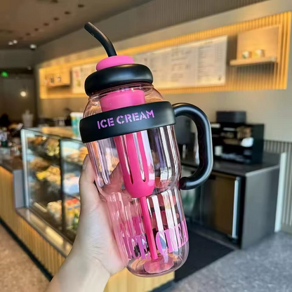 1300ML Large Capacity Water Glass Bottle with Straw and Extra Tea Infuser Summer Plastic Cup Iced Coffee and Teas Gym Sports Water Cup