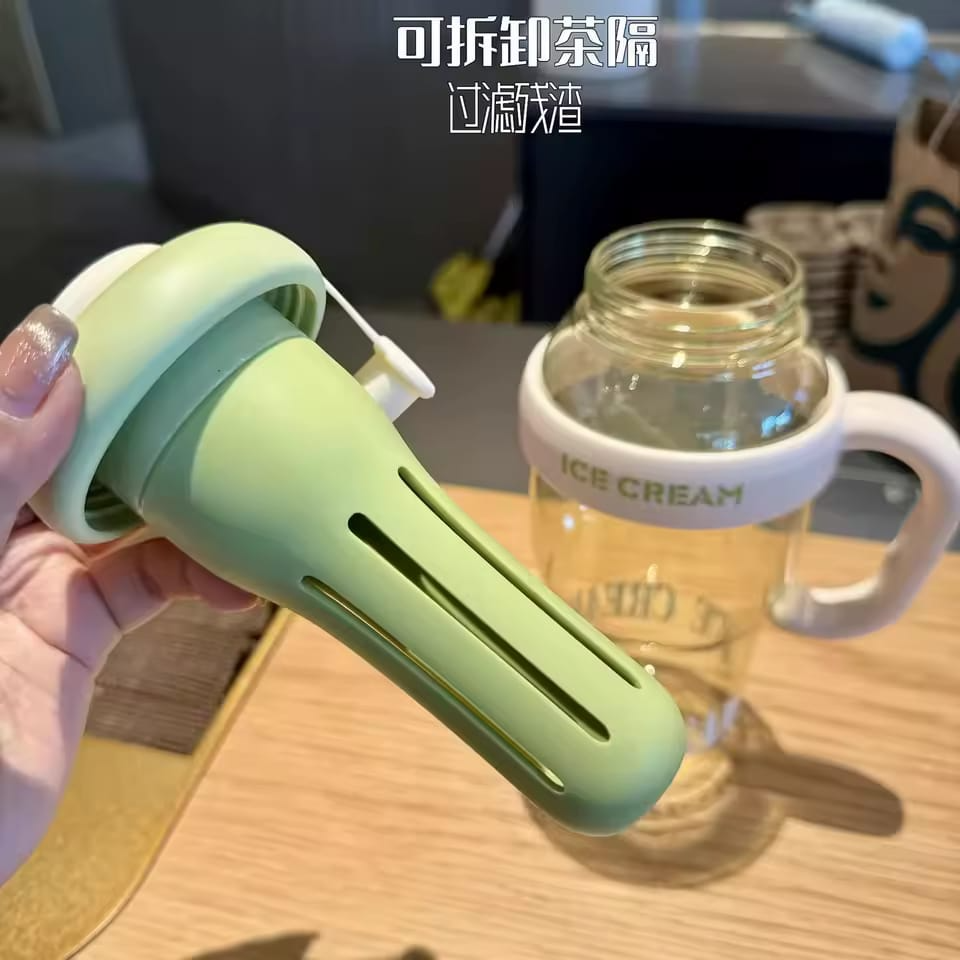 1300ML Large Capacity Water Glass Bottle with Straw and Extra Tea Infuser Summer Plastic Cup Iced Coffee and Teas Gym Sports Water Cup