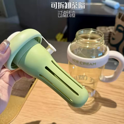 1300ML Large Capacity Water Glass Bottle with Straw and Extra Tea Infuser Summer Plastic Cup Iced Coffee and Teas Gym Sports Water Cup