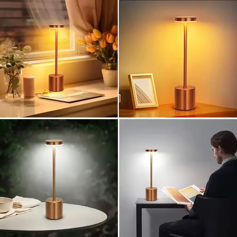 Aluminum Alloy Decorative Table Lamp LED Waterproof Aluminum Alloy Decorative Table Lamp LED Waterproof Rechargeable Night Light Touch Dimming Bar Living Room Reading lamp Ligh