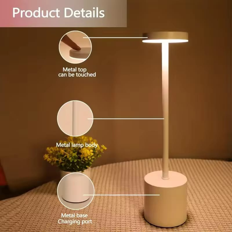 Aluminum Alloy Decorative Table Lamp LED Waterproof Aluminum Alloy Decorative Table Lamp LED Waterproof Rechargeable Night Light Touch Dimming Bar Living Room Reading lamp Ligh