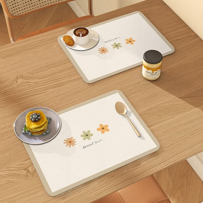Flower Dish Drying Mat Surface Rack Frying Pads Dining Table Super Absorbent Bend Surface Kitchen Doormat Bath Rug