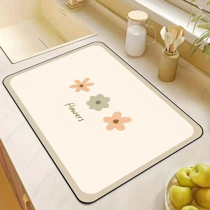 Flower Dish Drying Mat Surface Rack Frying Pads Dining Table Super Absorbent Bend Surface Kitchen Doormat Bath Rug