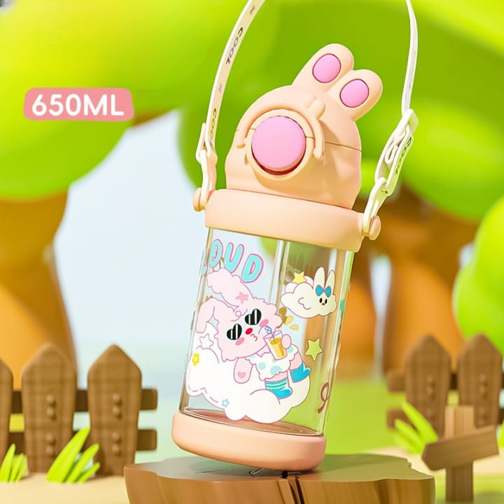 Cute Bunny-Themed Kids Water Bottles with Strap