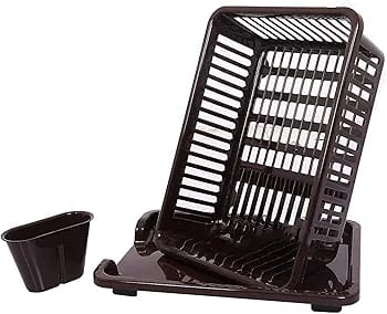 3 in 1 Kitchen Sink Dish Drying Rack Washing Holder Basket Organizer with Drain Tray and Cutlery Holder, Plastic Drainer Basket, Kitchen Dish Rack Holder