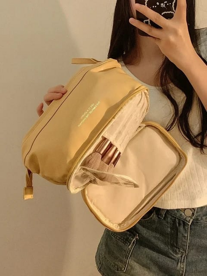Double Cosmetic Bag, Large Capacity, Easy Storage for All Your Cosmetics, Portable Cosmetic Storage Case Bag for Women