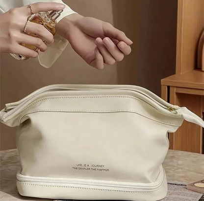 Double Cosmetic Bag, Large Capacity, Easy Storage for All Your Cosmetics, Portable Cosmetic Storage Case Bag for Women