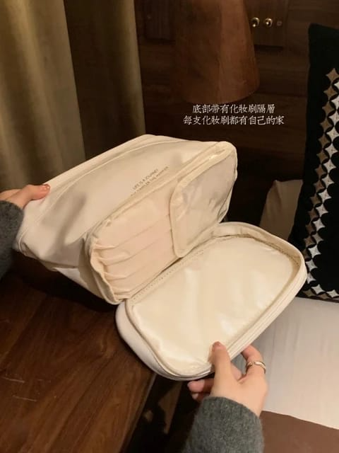 Double Cosmetic Bag, Large Capacity, Easy Storage for All Your Cosmetics, Portable Cosmetic Storage Case Bag for Women