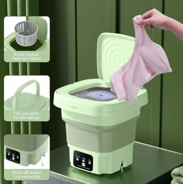 EOAYONY Portable Washing Machine, 8L Mini Washing Machine with 3 Modes Timing Cleaning, Portable Washer with Soft Spin and Draining for Socks, Baby Clothes, Towels and Small Items