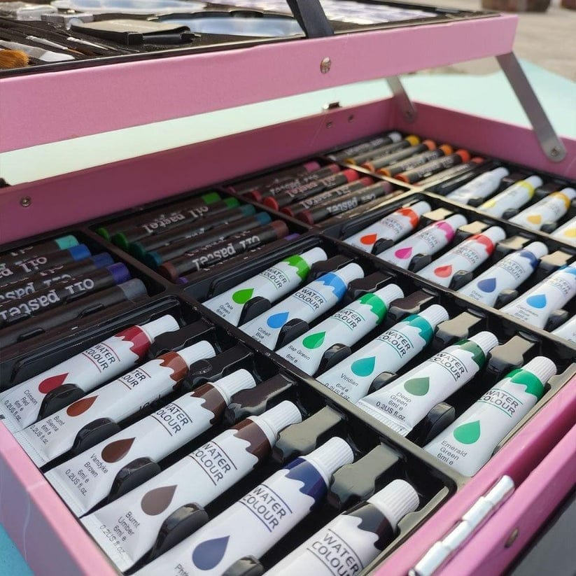 145-Piece Art Supplies Set For Kids, 2 Layers Drawing Supplies For Kids Boys Girls Ages 8 9 10 11 12,Portable Aluminum Case Art Kit, Great Gift For Teens Adults Beginner & Artists (Unicorn Pink)