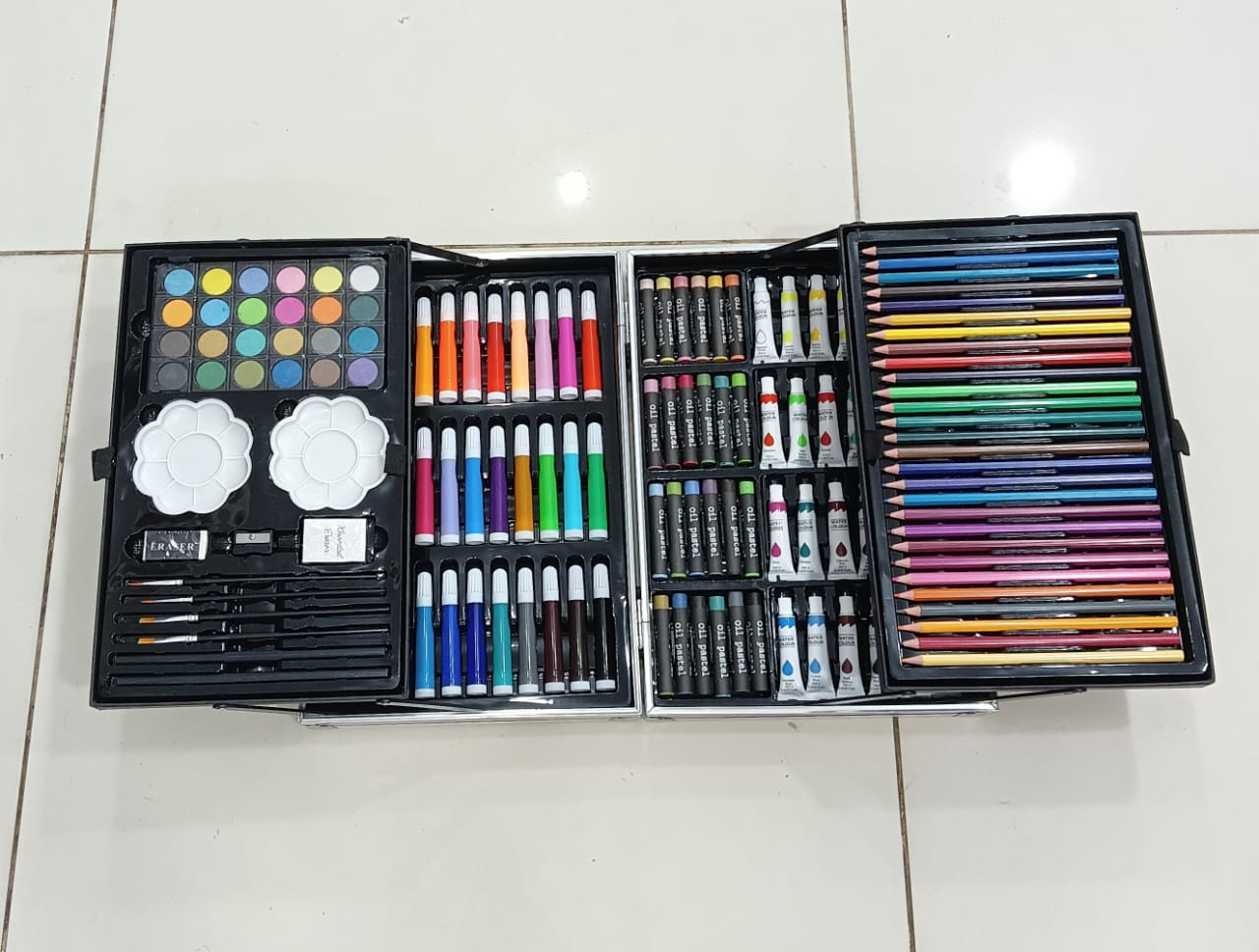 145-Piece Art Supplies Set For Kids, 2 Layers Drawing Supplies For Kids Boys Girls Ages 8 9 10 11 12,Portable Aluminum Case Art Kit, Great Gift For Teens Adults Beginner & Artists (Unicorn Pink)