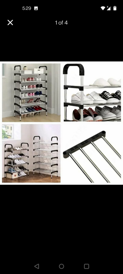 Stylish & Durable 6-Layer Metal & Plastic Shoe Rack for Home & Office - Multipurpose Shoe Rack