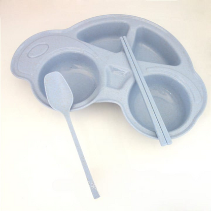 Baby Feeding Plate Cute Car Style Dishes Eco Friendly Kids Plate Spoon and Fork Tableware Set