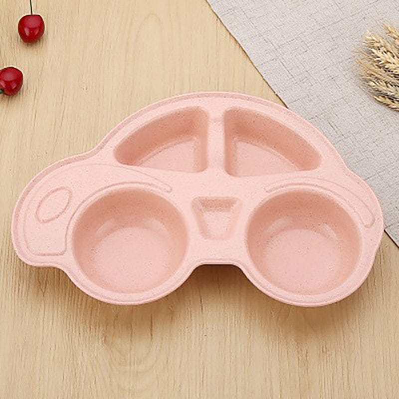 Baby Feeding Plate Cute Car Style Dishes Eco Friendly Kids Plate Spoon and Fork Tableware Set