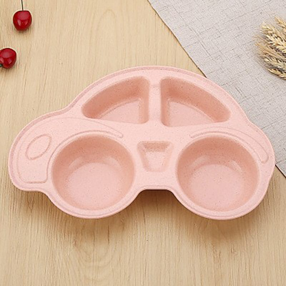 Baby Feeding Plate Cute Car Style Dishes Eco Friendly Kids Plate Spoon and Fork Tableware Set