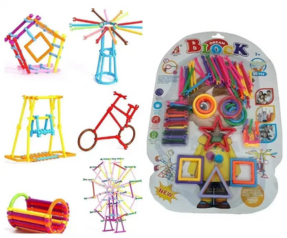 DIY Intelligent Blocks Smart Stick Toy Pack - STEM Educational Building Blocks Set for Kids - Smart City Construction, Different Shapes, and Interlocking Pieces - Creative Puzzle and Engineering Kit