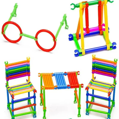 DIY Intelligent Blocks Smart Stick Toy Pack - STEM Educational Building Blocks Set for Kids - Smart City Construction, Different Shapes, and Interlocking Pieces - Creative Puzzle and Engineering Kit