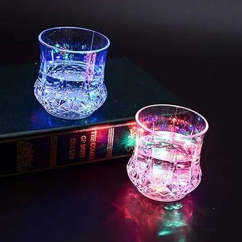 LED Flashing Glowing Water Liquid Activated Light Up Glass Cup Mug Luminous Party Drink Cup