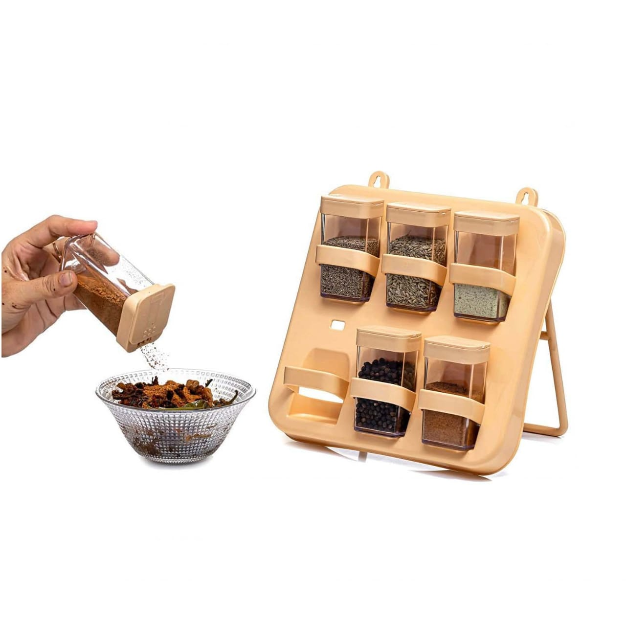 Novel 6/4/3 in 1 Mini Crystal Spice Jars With Stand - Multipurpose Box Masala Box - Spice racks - Kitchen Storage & Accessories