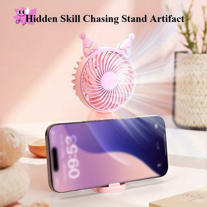 Cute Portable USB Fan Rechargeable Mini Fan With Base Handheld Summer Fans Outdoor Indoor Students Classroom Dormitory Home Fan.