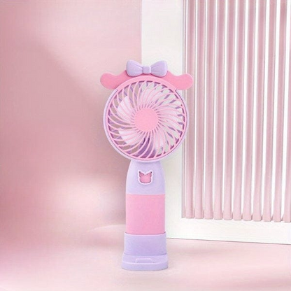 Cute Portable USB Fan Rechargeable Mini Fan With Base Handheld Summer Fans Outdoor Indoor Students Classroom Dormitory Home Fan.