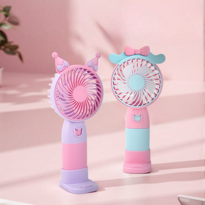 Cute Portable USB Fan Rechargeable Mini Fan With Base Handheld Summer Fans Outdoor Indoor Students Classroom Dormitory Home Fan.