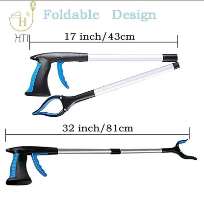 Foldable Reacher Grabber Tool Foldable Extender Artifact Trash Clip Pickup Folding Aluminum Gripper Tool, Suction Cups For Precise Work, Claw Trash Garbage Picker