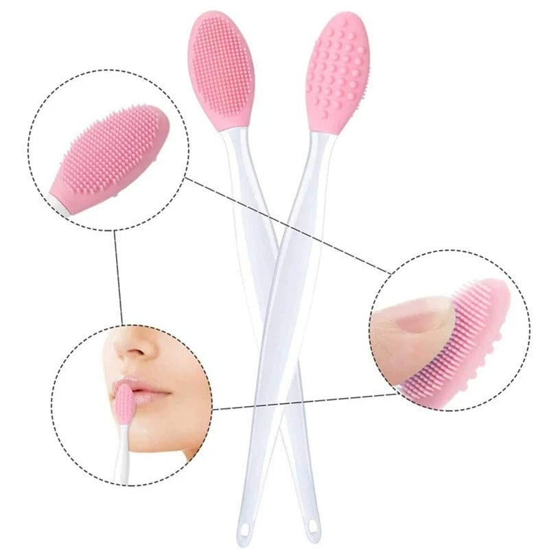 1pc Silicone Lip Scrub Brush Soft Double-sided Exfoliating Lip Brush Cleaning Face Nose Lip Beauty Tool for Men and Women