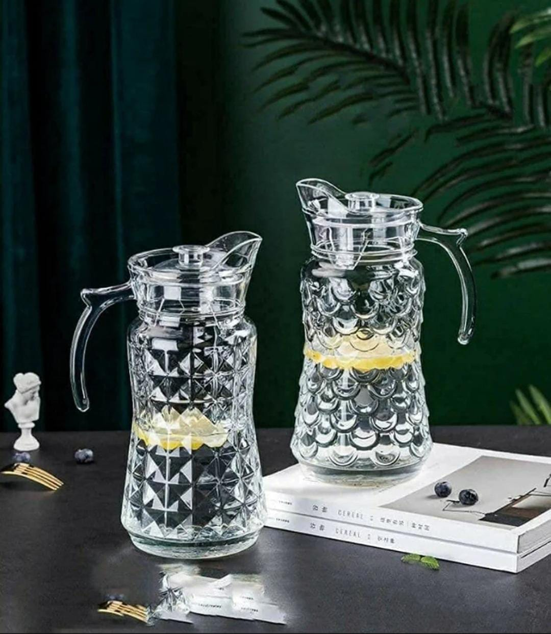 Deli - Delisoga Glassware 7 Piece Glass Pitcher Jug With Tumblers Glasses Water Set Juice Drinkware & Lid