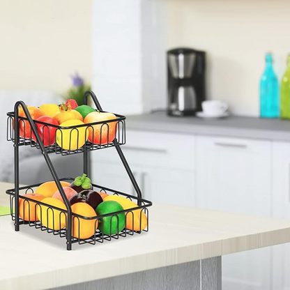 Multifunctional Countertop Basket, 2-Tier Countertop Fruit Basket Bowl, Vegetable Bread Storage Basket for Kitchen, Dining Table, Kitchen Pantry Organizers Shelf