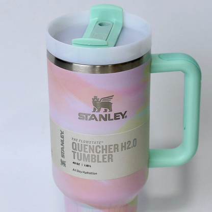 Stanley-QuencherH2.0 Flowstate Stainless Steel 40 OZ Vacuum Insulated Cup, Tumbler, Mug with Lid -Stainless Steel - For Hot and Cold Both Car Mug Travel Cup Insulated, Travel Partner - Best Gift - Coffee Mug - Gym Bottle - Hot & Cold - [PREMIUM BATCH ]💥