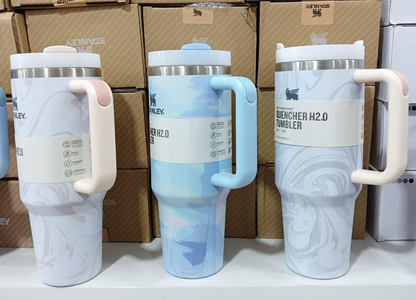 Stanley-QuencherH2.0 Flowstate Stainless Steel 40 OZ Vacuum Insulated Cup, Tumbler, Mug with Lid -Stainless Steel - For Hot and Cold Both Car Mug Travel Cup Insulated, Travel Partner - Best Gift - Coffee Mug - Gym Bottle - Hot & Cold - [PREMIUM BATCH ]💥