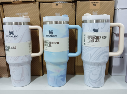 Stanley-QuencherH2.0 Flowstate Stainless Steel 40 OZ Vacuum Insulated Cup, Tumbler, Mug with Lid -Stainless Steel - For Hot and Cold Both Car Mug Travel Cup Insulated, Travel Partner - Best Gift - Coffee Mug - Gym Bottle - Hot & Cold - [PREMIUM BATCH ]💥