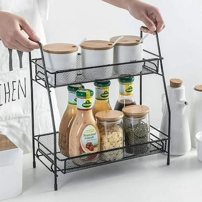 2 Layer Multi-Purpose Mini Portable Iron Organizer Shelf