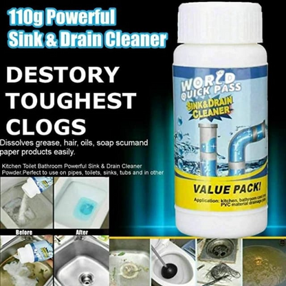 Kitchen Sink Toilet Drain Cleaner Block Unblock Powder Pipeline Clean Unblocker