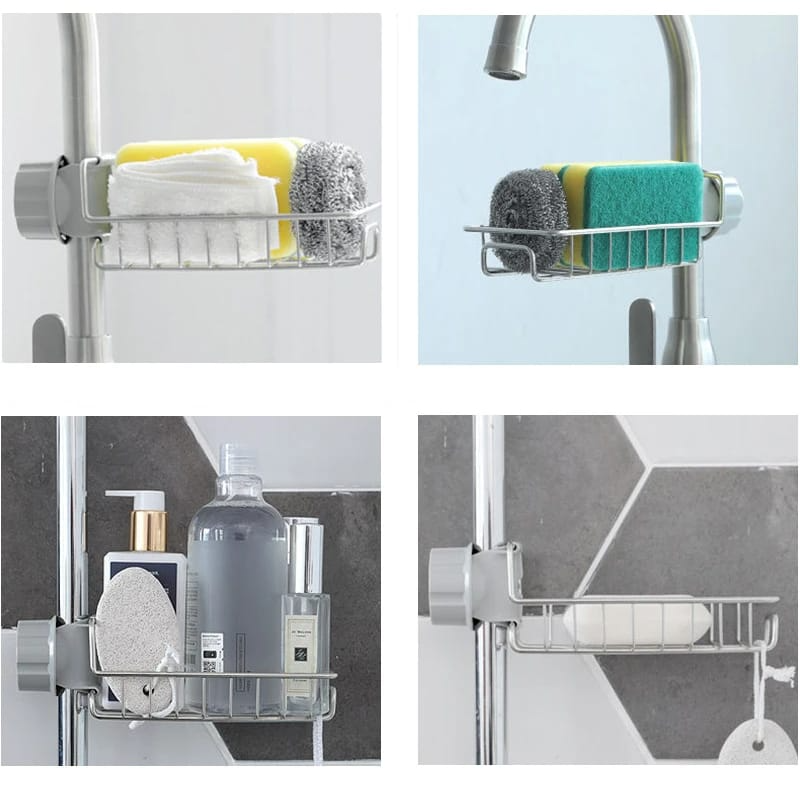 Stainless Steel Sink Faucet Hanging Storage Rack Holder Sponge Bathroom Kitchen Shelf Drain Dry Towel Organizer Rack