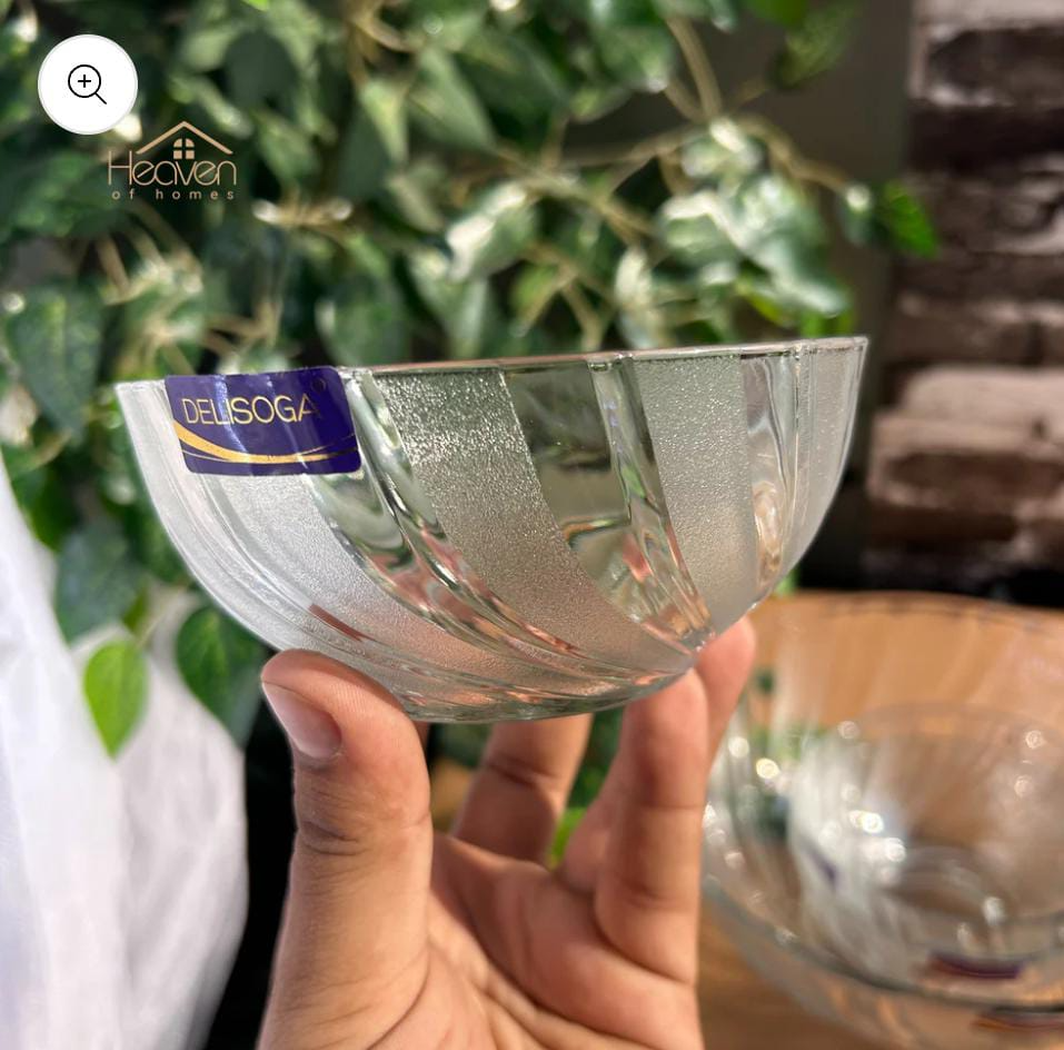 Orange Stylish Clear Glass Bowl Set/ Firni set/ Soup set 07 Pieces