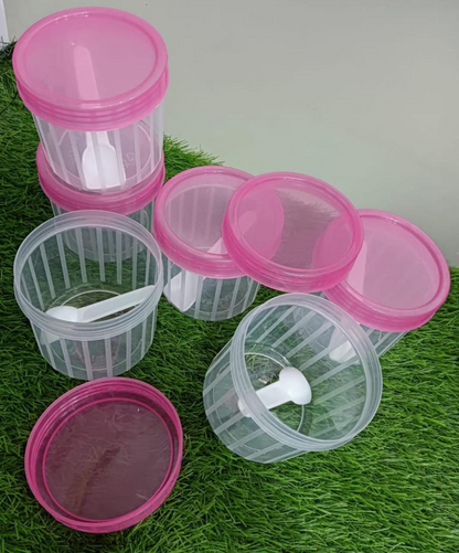 Pack Of 6 High Quality Spice Boxes With Spoons Unbreakable Material 200ml Approx  Random Colours