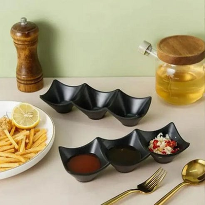 Fruit Plate Japanese Style Melamine Sauce Dishes Multi-grid Vinegar Dishes Sushi Soy Dipping Sauce Bowl Soy Sauce Dish Black Seasoning Plate