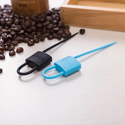 Set Of 3 Lock Shaped Silicon Cable Tie, Multipurpose Silicone Cable Lock, Reusable Food Grade Sealing Lock, Seal Storage Clip