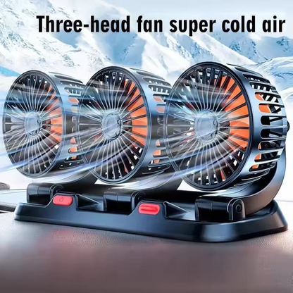 USB Car Fan 12V 24V Car Electric Fan Refrigerator 360° Fan 3 Heads Adjustable 2 Speeds   Quiet Refrigerator for RV SUV Truck Dashboard